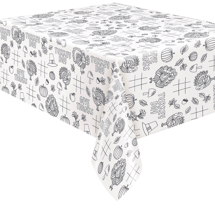 Turkey Day Coloring Paper Tablecover | 1ct - Zurchers