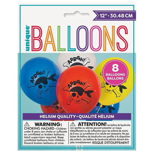 12" Ahoy Pirate Latex Balloon Pack | 8 ct - Zurchers