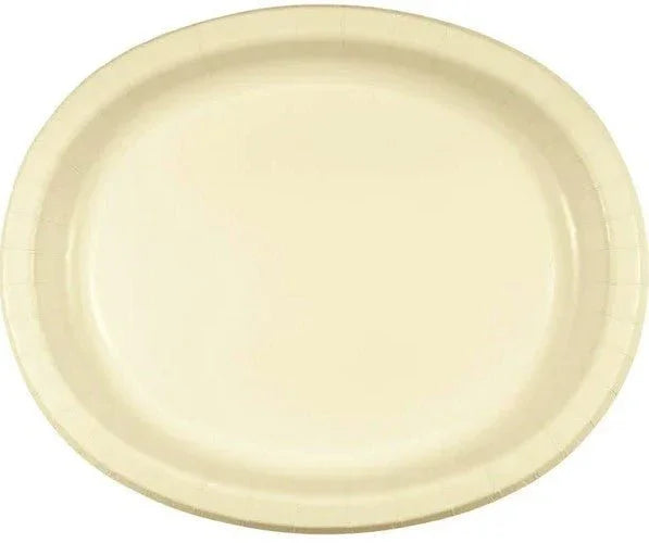 Vanilla Creme Oval Dinner Paper Plates | 8ct - Zurchers