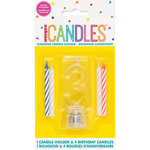 Flashing Candle Holder W/Birthday Candles 3 | 1ct - Zurchers