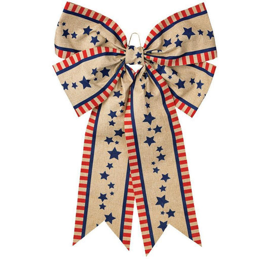 Vintage Patriotic Burlap Bow, 20in x 25in | 1ct - Zurchers