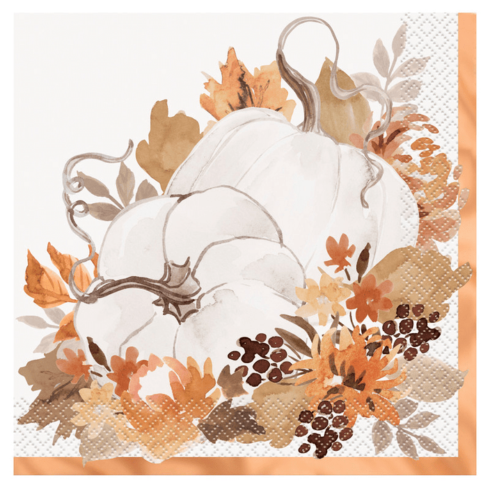 White Pumpkin Luncheon Napkins with Copper Foil | 1ct - Zurchers