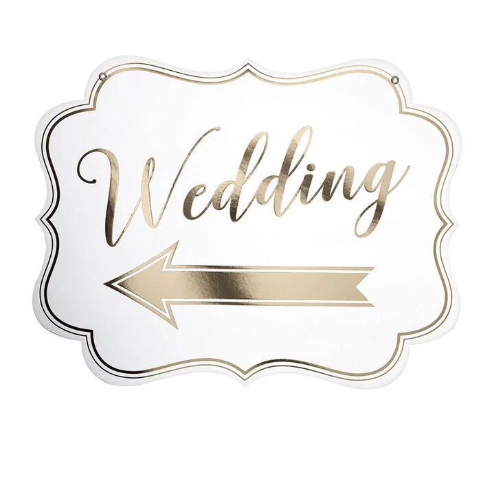 White & Gold Wedding Scroll Sign 18" | 1ct - Zurchers