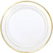 White Hard Plastic Plates W/Gold Trim 10.25" | 8ct - Zurchers