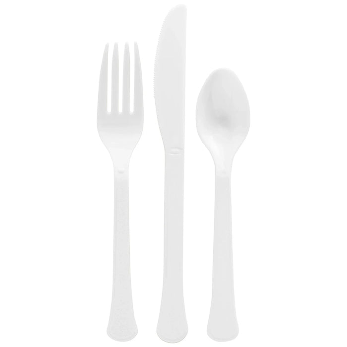 White Plastic Assorted Cutlery | 24 pcs - Zurchers
