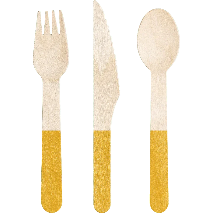 Wood Assorted Yellow Cutlery 6.5" | 24 ct - Zurchers