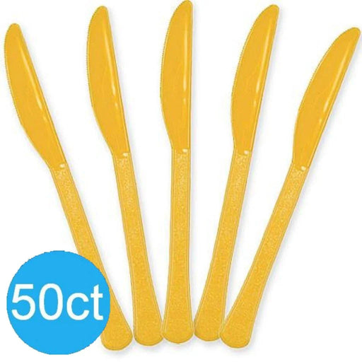 Yellow Sunshine Heavy Duty Plastic Knives | 50ct - Zurchers