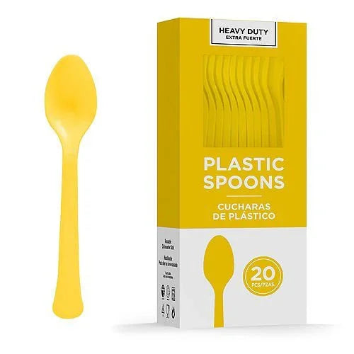 Yellow Sunshine Heavy Duty Plastic Spoons | 20ct - Zurchers