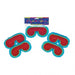 Colorful pack of piñata blindfolds featuring a red eye cover area outlined in bright blue with a soft, contoured shape. The packaging at the top reads 'Piñata Blindfold' in festive, multicolored lettering with a party-themed design.