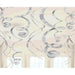 Silver metallic hanging swirl decorations, shown dangling from the ceiling in front of windows, designed for party or celebration decor.