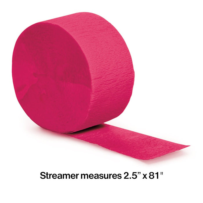 Hot Magenta Crepe Paper Streamer 81ft | 1ct - Zurchers