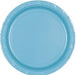 Caribbean blue gloss paper plate with smooth center and embossed rim – disposable round plate for parties, picnics, and events.