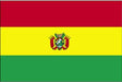 The flag of Bolivia features three horizontal stripes. The top stripe is red, the middle stripe is yellow, and the bottom stripe is green. In the center of the yellow stripe is the Bolivian coat of arms.