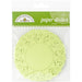 Package of 75 limeade paper doilies with an intricate lace-like pattern, labeled for cupcake use.