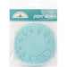 Package of 75 aqua blue paper doilies with an intricate lace-like pattern, labeled for cupcake use.