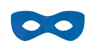 Blue superhero-style eye mask with two almond-shaped openings, designed to cover the area around the eyes.
