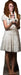 Life-size cardboard cutout of a pale, ghostly woman with long red hair wearing a short white dress. She stands barefoot and holds a candelabra with three lit candles, gazing forward with a haunting expression.