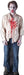 Life-size cardboard cutout of a male zombie with pale skin, dark eye circles, and blood dripping from his mouth. He wears a wrinkled, beige button-up shirt heavily stained with blood, distressed blue jeans with tears, and worn-out sneakers. His lifeless stance and expression add to the undead appearance.
