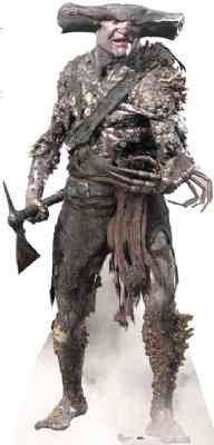 A fantasy creature cutout with rugged armor, wielding an axe, wearing a horned helmet, and appearing fierce.