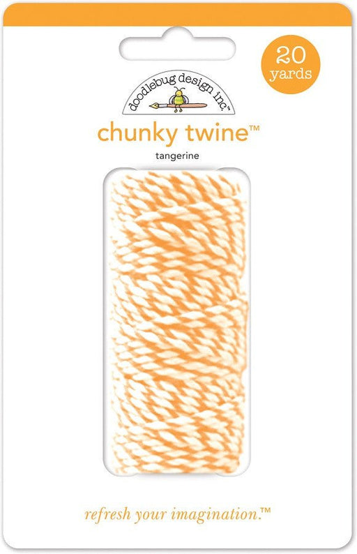 Package of Doodlebug Design Inc. chunky twine in tangerine color, 20 yards long, featuring a thick orange and white twisted design.