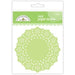 Package of Doodlebug Design Inc. paper doilies in the 'limeaide' color, featuring 75 round light green doilies with intricate cut-out patterns.