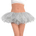 Gold tutu skirt with a full, fluffy design made of layered tulle fabric, worn at the waist for a playful and festive look.