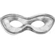 Silver metallic eye mask with a sleek curved design and two oval eye openings.
