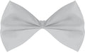 Large silver bow tie accessory with a smooth satin-like finish.
