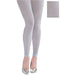 Shiny silver leggings with a subtle glitter finish, paired with metallic silver high heels.