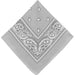Gray paisley bandana with a classic pattern featuring intricate swirls, teardrop shapes, and a decorative border, folded into a diamond shape with the tip pointing downward.