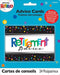 Package of 24 retirement advice cards featuring a black background with colorful confetti dots, a white center panel with the words 'Retirement Advice' in multicolored and black script, and a blue header card labeled 'Advice Cards' in English, Spanish, and French.