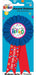 Blue award ribbon with a circular center that reads 'Officially Retired' in colorful letters, accented by a red ribbon tail with the phrase 'OFF THE CLOCK!' and multicolored polka dots, all packaged on a blue and white card.