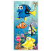 Colorful underwater-themed door decoration featuring characters from Finding Nemo and Finding Dory, including Dory, Nemo, Gill, Bubbles, and other vibrant fish, set against a lively ocean background with coral and bubbles.