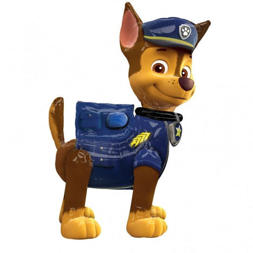 Foil balloon shaped like Chase from PAW Patrol, wearing a blue police uniform and cap.