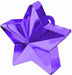 Metallic purple star-shaped balloon weight with a glossy reflective surface and a loop at the top for attaching balloons.