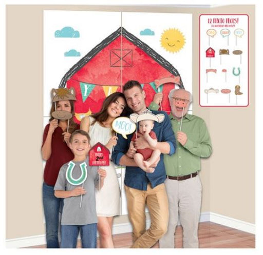 Barnyard Birthday Party Scene Setter with Photo Booth Props | 16pcs - Zurchers