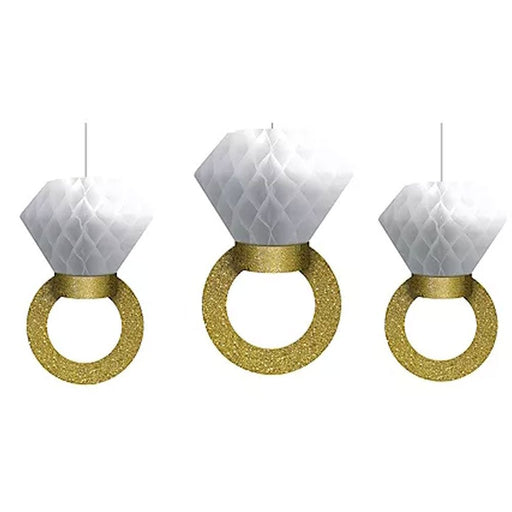 Glitter Gold Diamond Ring Honeycomb Balls 12" | 3ct - Zurchers
