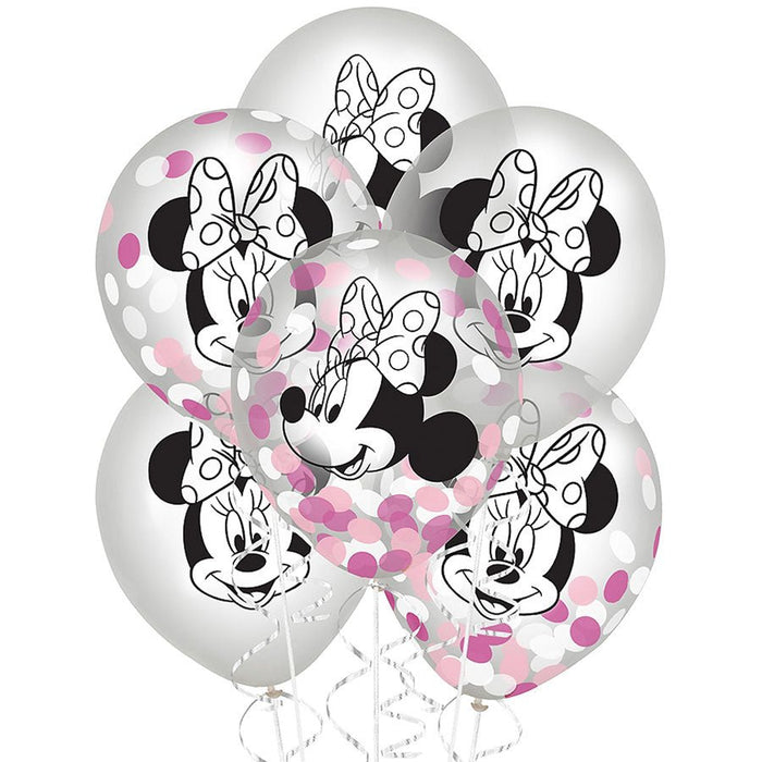 12" Minnie Mouse Latex Confetti Balloon Pack | 6 ct - Zurchers