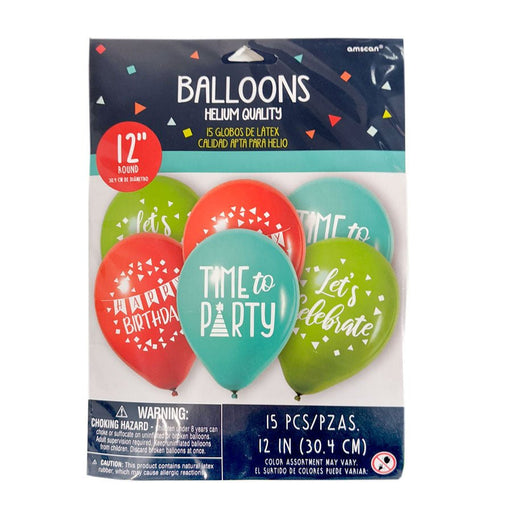 Let's Celebrate! Flat Printed Latex balloons 12" | 15ct - Zurchers