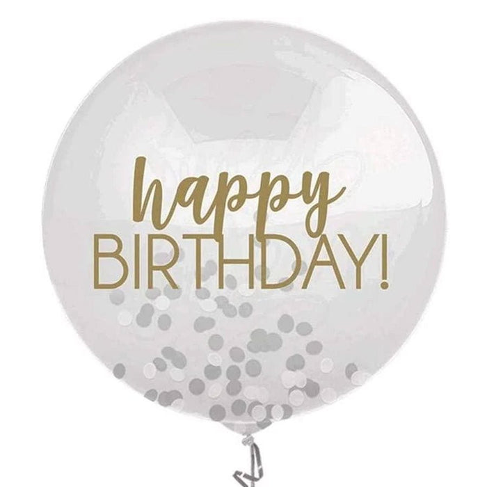 Happy Birthday Flat Gold Confetti Balloon 24" | 1 ct - Zurchers