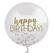 Happy Birthday Flat Gold Confetti Balloon 24" | 1 ct - Zurchers