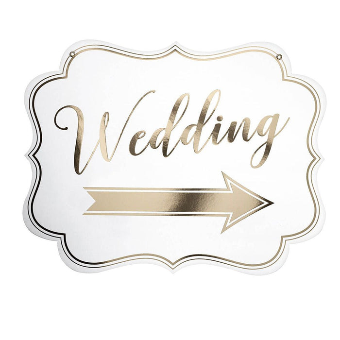 White & Gold Wedding Scroll Sign 18" | 1ct - Zurchers