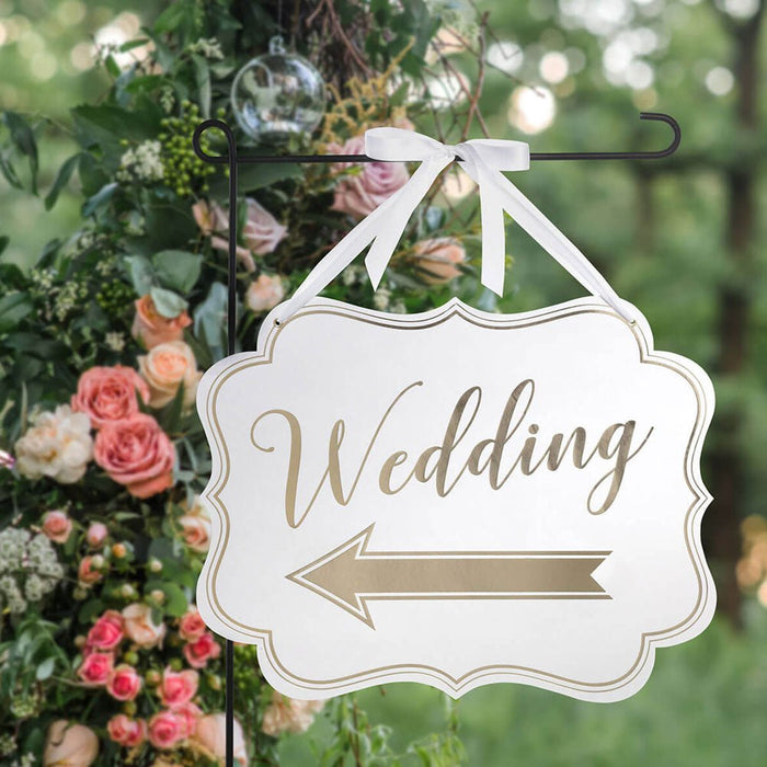White & Gold Wedding Scroll Sign 18" | 1ct - Zurchers