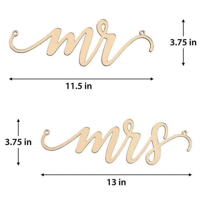 Gold Laser Cut Mr and Mrs Chair Signs | 1 pr - Zurchers