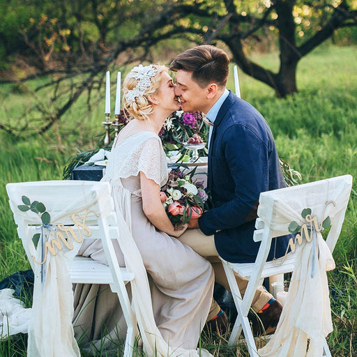 Gold Laser Cut Mr and Mrs Chair Signs | 1 pr - Zurchers