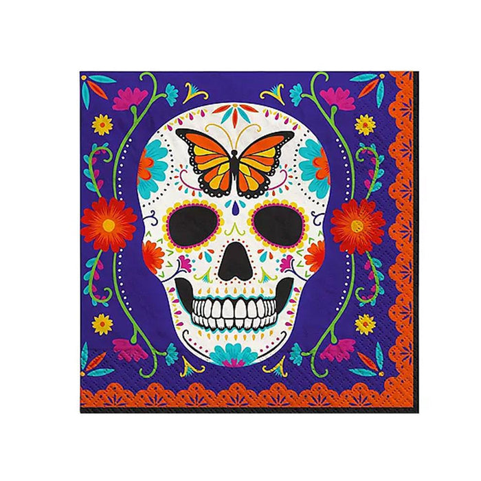 Dia de los Muertos Sugar Skull Paper Lunch Napkins, 6.5in | 40ct - Zurchers