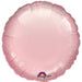 Round pastel pink foil balloon with a smooth, glossy finish, tied at the bottom with matching ribbon.