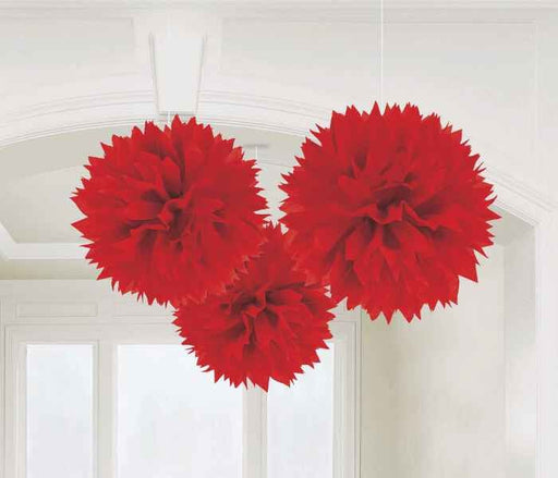 Red Fluffy Decorations | 3pc, 16"