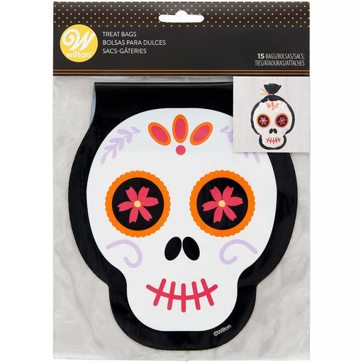 Halloween Day Of The Dead Skull Treat Bags Ties | 15 Ct - Zurchers