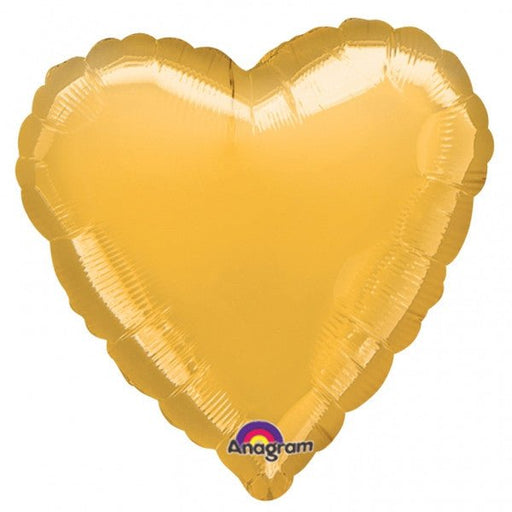 Metallic gold heart-shaped foil balloon with a smooth, shiny surface, featuring the Anagram logo at the bottom.